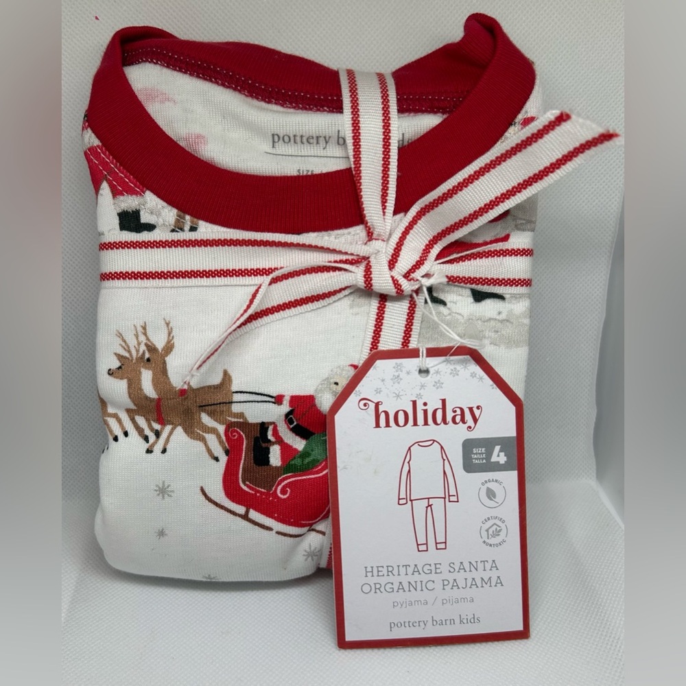 Pottery Barn Kids Heritage Santa Pajama Set - Red and White